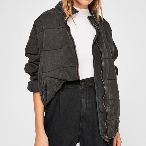 Free People Jackets & Blazers - Free People Dolman Quilted Jacket in Washed Black S G5